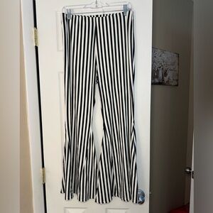 Main Strip Black and White  Striped Hippie Flare Pants Size L